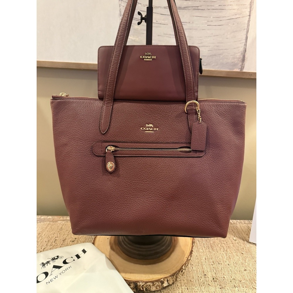 COACH Taylor‎ Tote 38312 Leather Top Zip Shoulder Bag & Wallet Primrose NWOT
